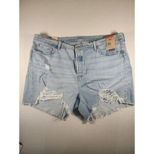 Levis 501 Shorts Women 24W Mid Thigh New Distressed High Rise Light Wash Cutoffs